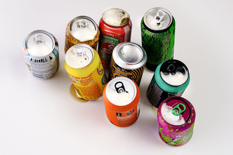 Chilled craft soda can refreshing beverage
