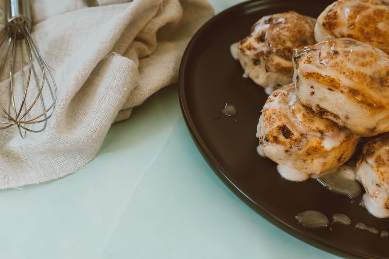 Cinnamon sugar dough bites dessert with icing drizzle